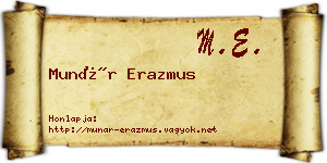 Munár Erazmus névjegykártya